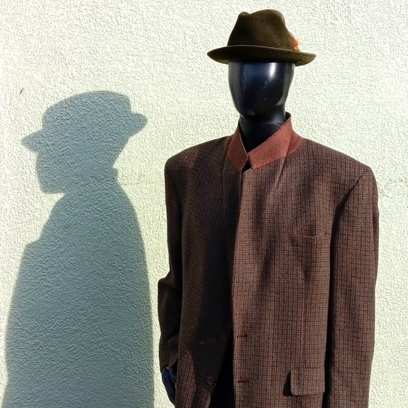 SAKS 5TH AVE MEN'S VINTAGE 100% CAMEL HAIR LUXURY CHECK BLAZER (USA)